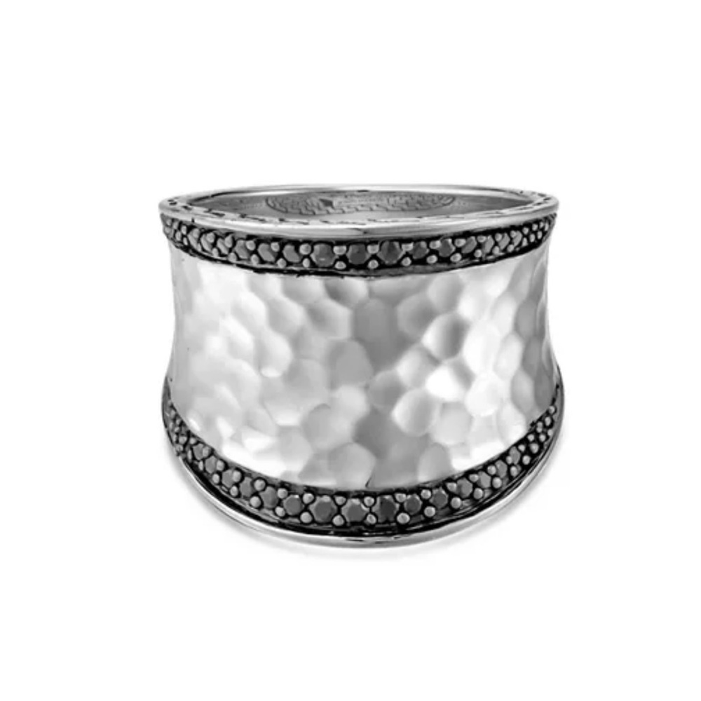 John Hardy Size 8 Classic Chain black sapphire and spinel saddle ring